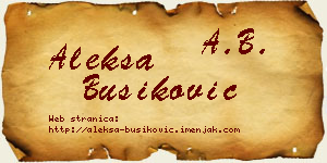 Aleksa Bušiković vizit kartica